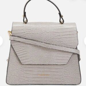 ROBERTA ROSSI Leather Lizard Print Geometric Flap Satchel - NWT